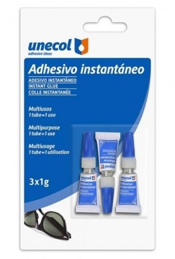 ADHESIVO INSTANTANEO 3 TUBOS X 1G. UNECOL