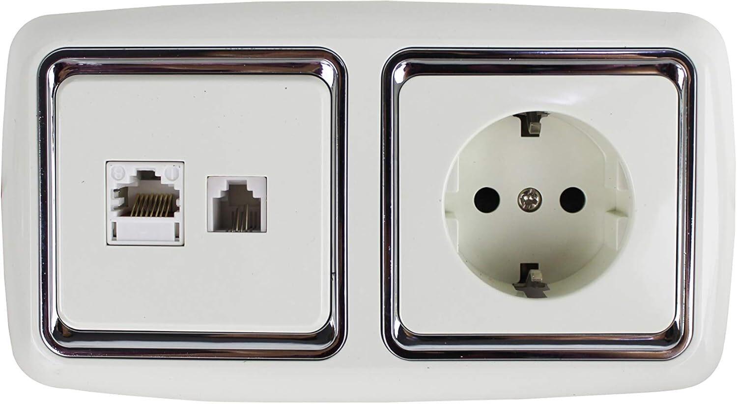 BASE ENCHUFE +TELEFONO CROMO