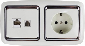 BASE ENCHUFE +TELEFONO CROMO