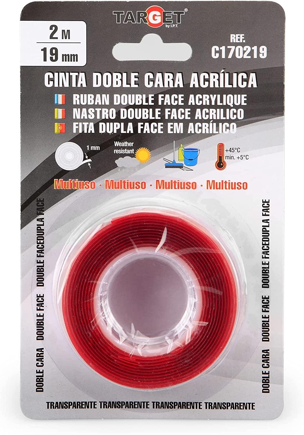 CINTA ADHESIVA 2 CARAS ACRILIC 2MX19MM. TARGET