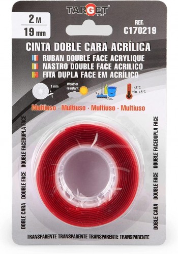 CINTA ADHESIVA 2 CARAS ACRILIC 2MX19MM. TARGET