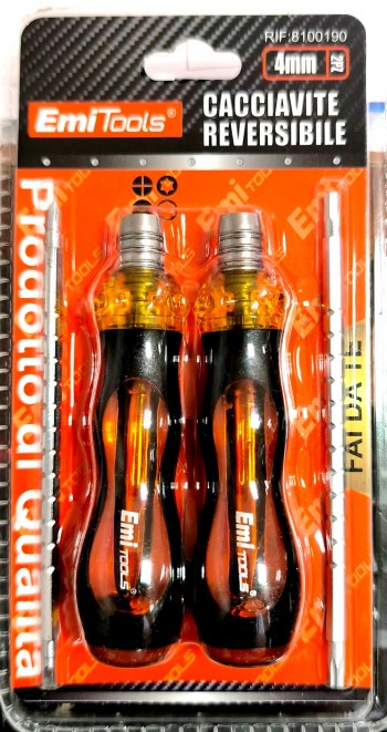 DESTORNILLADOR REVERSIBLE EMITOOLS 2 VARILLAS 4MM. 190