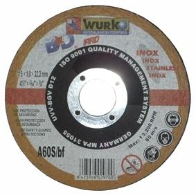 DISCO CORTE INOX 115X1X22  WURKO