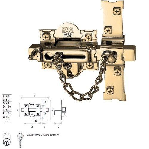 FAC CERROJO 307RP/80 DCH-70MM. DORADO
