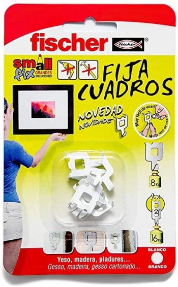 FISCHER FIJA CUADROS BLANCO BLISTER 8 UDES.