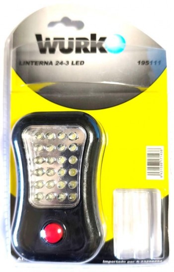 LINTERNA WURKO 24+4 LEDS + 3 PILAS