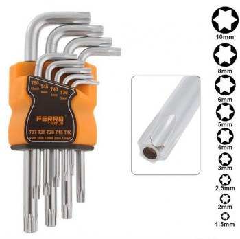 LLAVES TORX  JGO. 9 P  T10  - T50 1,5  INVIOLABLE