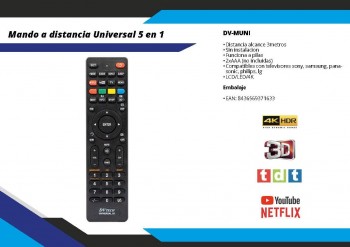 MANDO TV  UNIVERSAL 5 EN 1  DV-MUNI