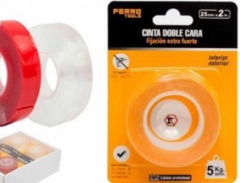 CINTA ADHEIVA 2 CARAS EXTRA FUERTE  2MX25MM.  01839
