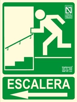 SEÑAL LUM. ESCALERA+FLECHA IZQ. ESC. B 22,4X30(RD14141)