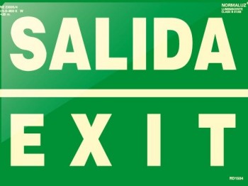 (AGOTADO) SEÑAL LUM. EVACUACION SALIDA-EXIT 22.4X30