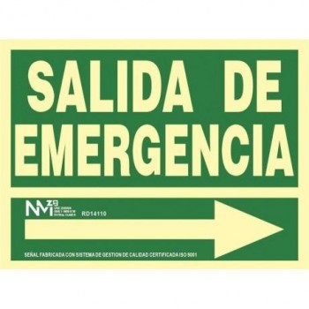 SEÑAL LUM. SALIDA EMERG.+FLECHA DCHA 42X30 RD1510