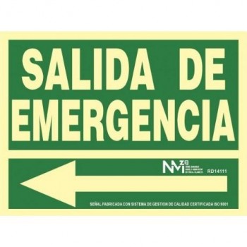 SEÑAL LUM. SALIDA EMERG+FLECHA IZQ. 42X30 RD1511