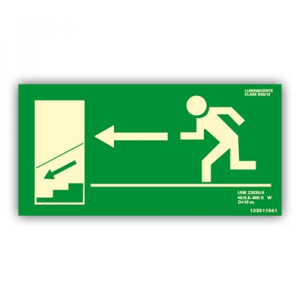 SEÑAL LUM. SALIDA IZDA. ESCALERA B 32X16 RD1141