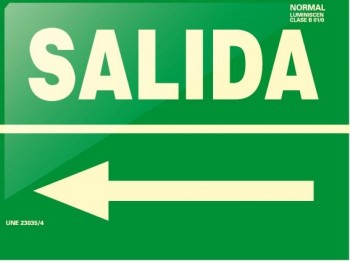 SEÑAL LUM. SALIDA+FLECHA IZQ. 42X30 RD1501