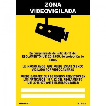 SEÑAL PELIGRO CAMARA VIGILADA 21X30 RD30042
