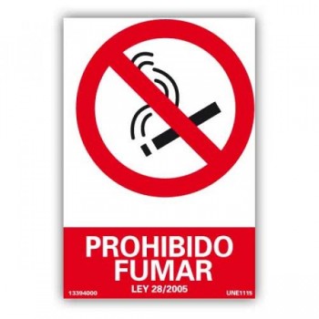 SEÑAL PROHIBIDO FUMAR 20X30  RD 40600