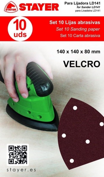 LIJA VELCRO SET 10US. LD141 G. 40/60/80/120 STAYER
