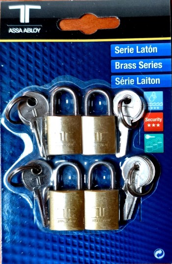 TESA CANDADOS LATON A/N DE 15 (BL 4 UDES.)