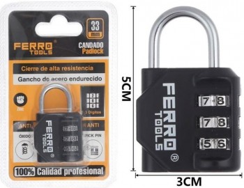 CANDADO COMBINACION FERRO 33MM. 04239