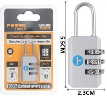 CANDADO COMBINACION MALETA FERRO 23cm. 04246